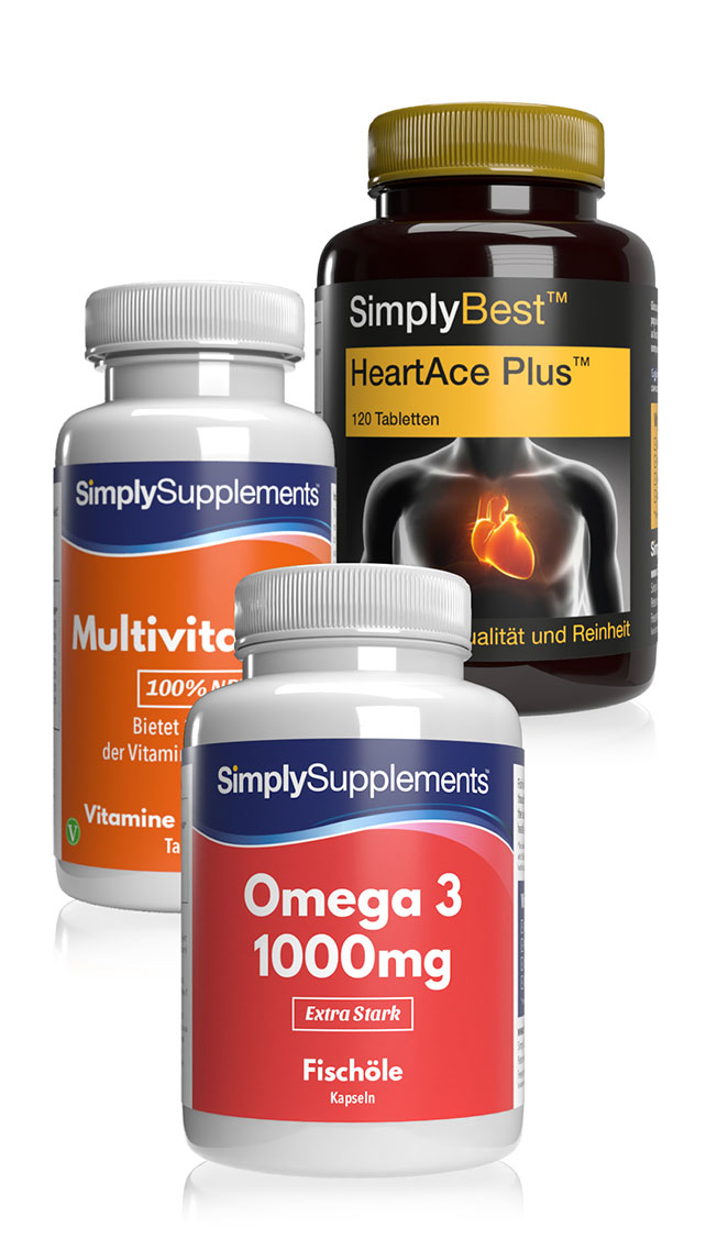 Bündel mit HeartAcePlus, Omega 3 & Multivitaminen